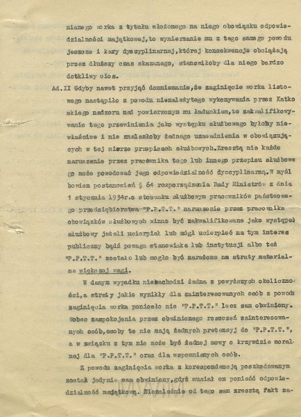 KKE 5596-3.jpg - Dok. Odwołanie mgr Wiktora Tarasiuka pełnomocnika Michała Katkowskiego do Odwoławczej Komisji Dyscyplinarnej przy Ministerstwie Poczt i Telegrafów w Warszawie, Wilno, 13 X 1939 r.